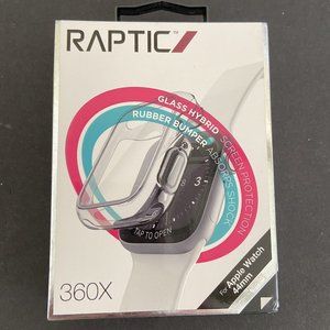 Raptic Defense 360X Glass Hybrid Rubber Bumper Clear 44mm Apple Watch Protector